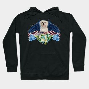 Cute dog and squirrel with wings and hat, USA Hoodie